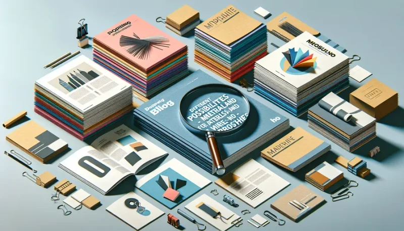 Verschillende mogelijkheden en materialen voor geniete en wire-o brochures